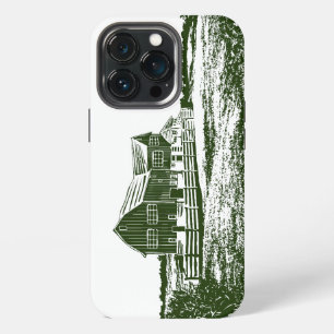 Countryside landscape woodcut style farm house iPhone 13 pro case
