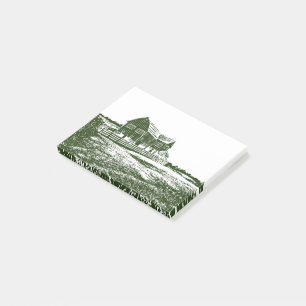 Countryside landscape woodcut style farm house post-it notes