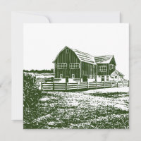 Countryside landscape woodcut style farm house
