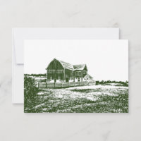 Countryside landscape woodcut style farm house