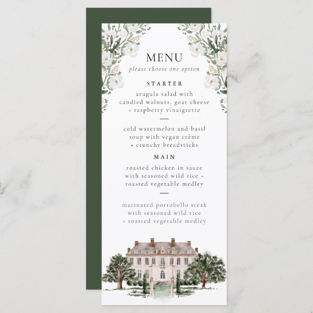 Countryside Manor Wedding Menu (Front/Back)