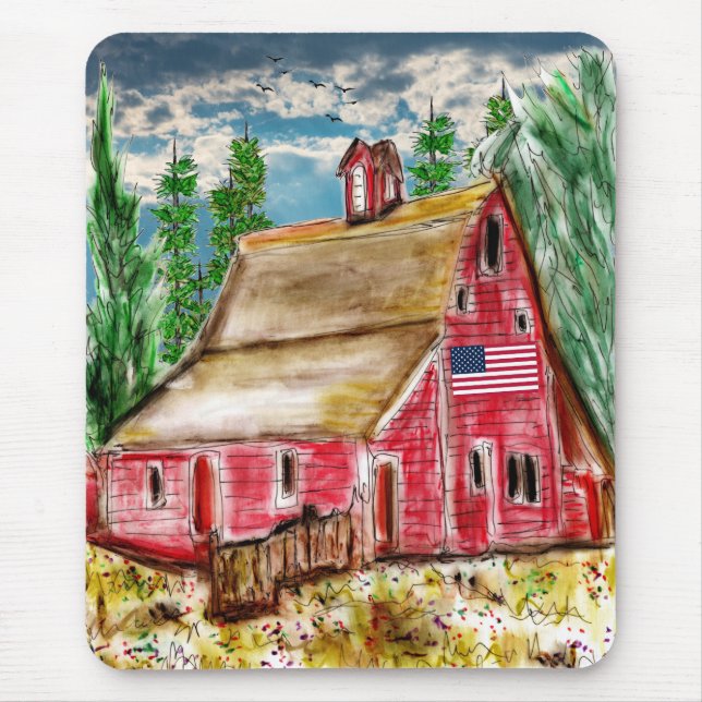 Countryside Old Red Barn Mouse Pad (Front)