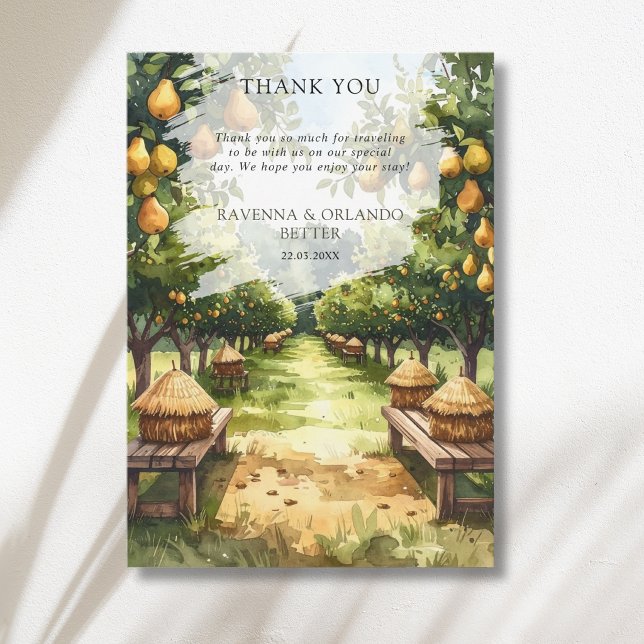 Countryside Pear Orchard Rustic Thank You Card (Creator Uploaded)