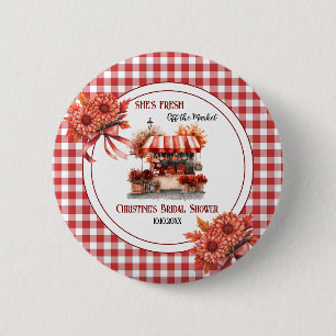 Countryside Picnic Gingham Bridal Shower favour 6 Cm Round Badge
