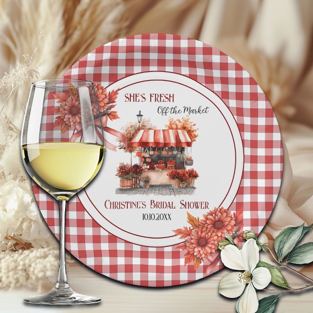 Countryside Picnic Gingham Bridal Shower  Paper Plate (Creator Uploaded)