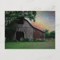 countryside sunset farm landscape old red barn