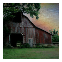 countryside sunset farm landscape old red barn