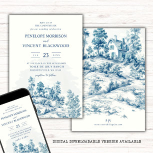 Countryside Toile de Jouy  Wedding Invitation