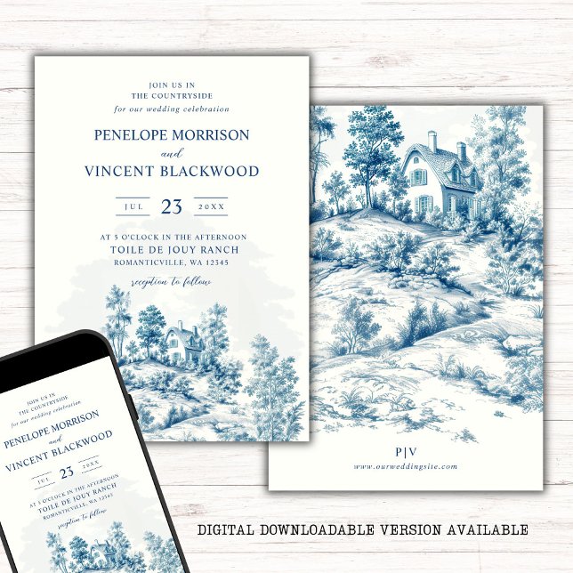 Countryside Toile de Jouy  Wedding Invitation (Creator Uploaded)