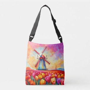 Countryside Tulips Concept Abstract Colourful Art Crossbody Bag