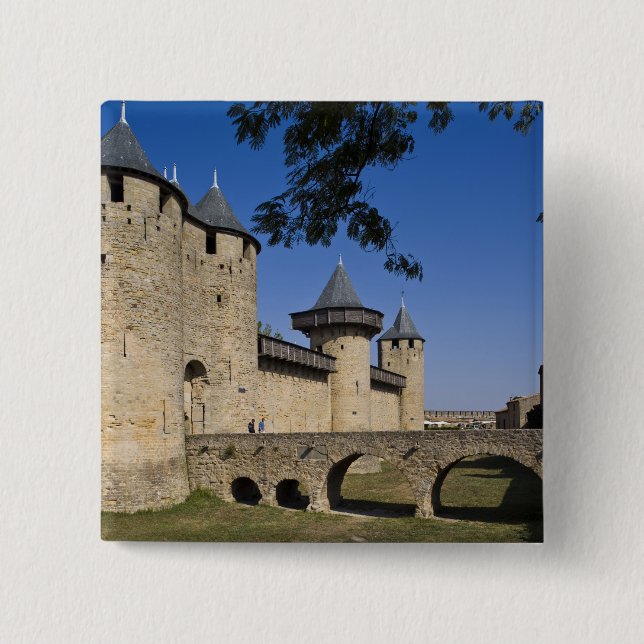 Counts Castle, Carcassonne, Aude, Languedoc, 15 Cm Square Badge (Front)