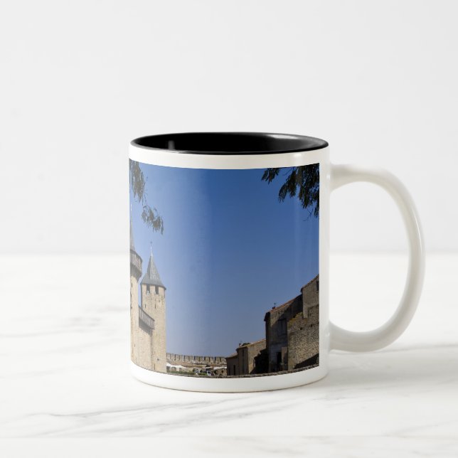 Counts Castle, Carcassonne, Aude, Languedoc, Two-Tone Coffee Mug (Right)