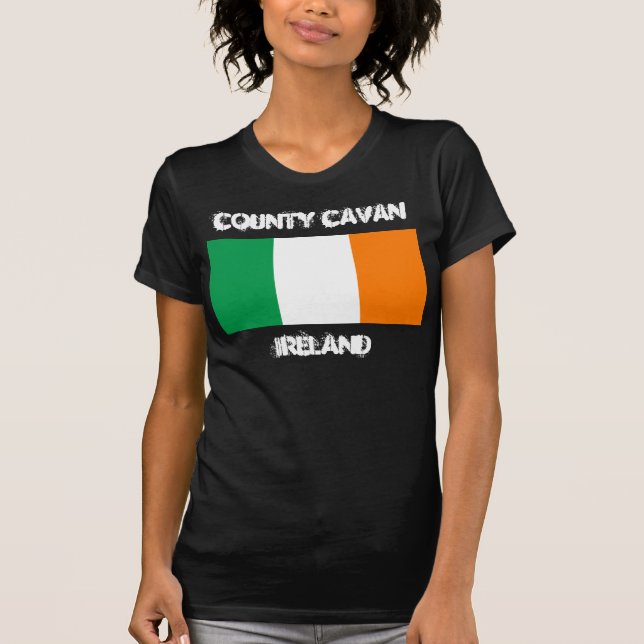 County Cavan, Ireland with Irish flag T-Shirt (Front)