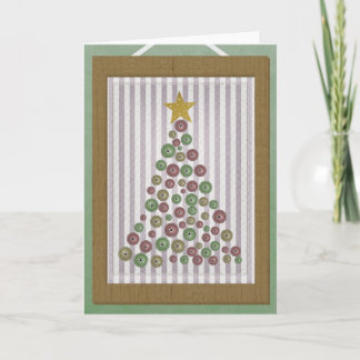 County Christmas Button Tree Frame Greeting Holiday Card