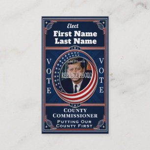 County Commissioner Photo Political Election Business Card