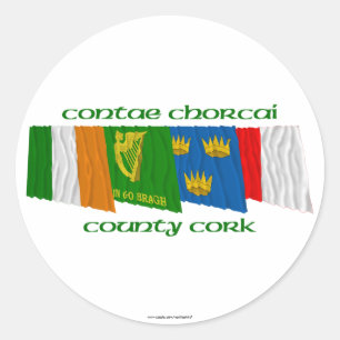County Cork Flags Classic Round Sticker