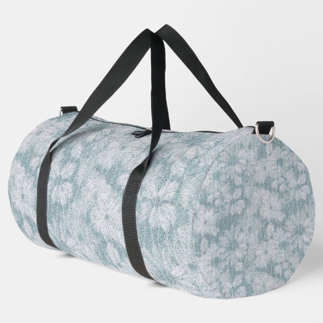 County Cottage Velvety Blue Daisy  Duffle Bag (Left Corner)