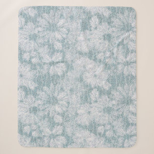 County Cottage Velvety Blue Daisy Sherpa Blanket