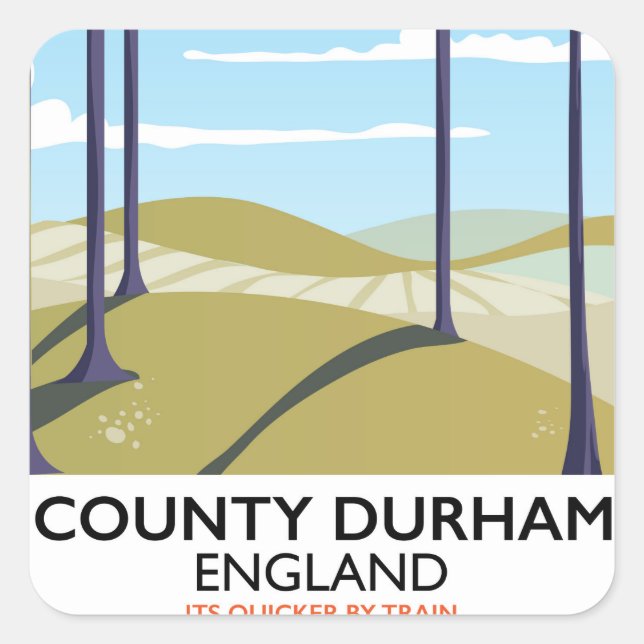 County Durham, England train poster Square Sticker (Front)