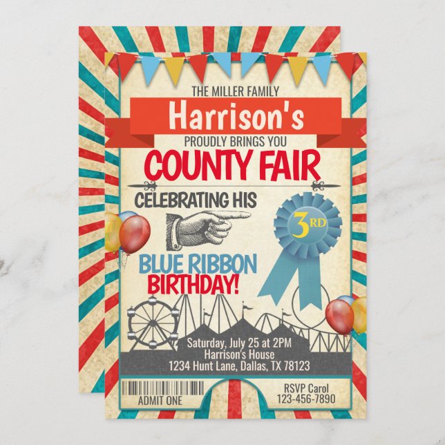 County Fair Birthday Party Invitation (Front/Back)