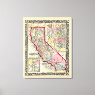 County Map Of California Canvas Print