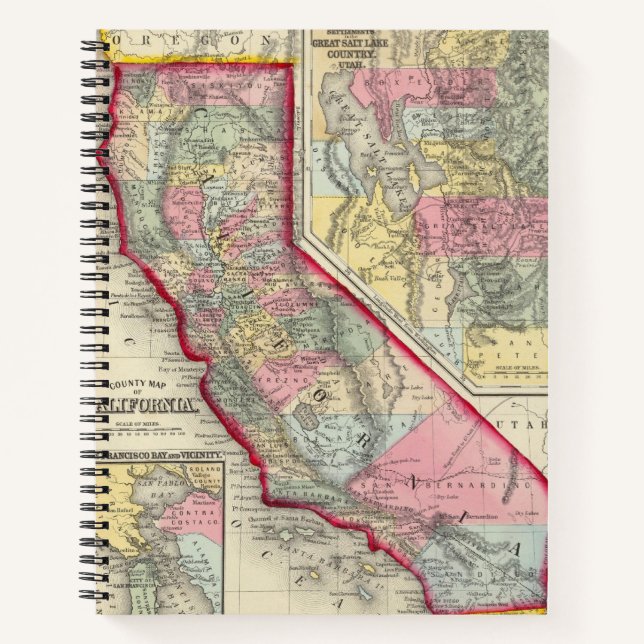 County Map Of California Notebook (Front)