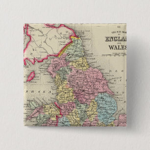 County Map Of England, And Wales 15 Cm Square Badge