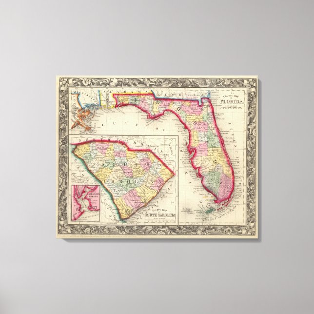 County Map Of Florida Canvas Print (Front)