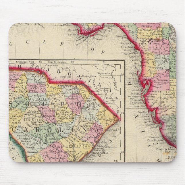 County Map Of Florida Mouse Pad (Front)