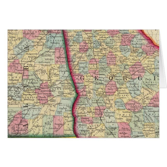 County Map Of Georgia, And Alabama (Front Horizontal)