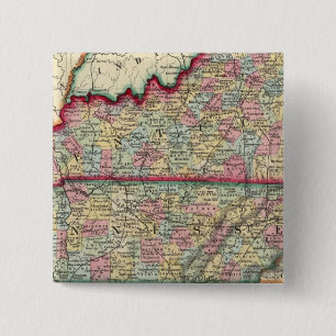 County Map Of Kentucky, And Tennessee 15 Cm Square Badge