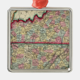 County Map Of Kentucky, And Tennessee Metal Tree Decoration