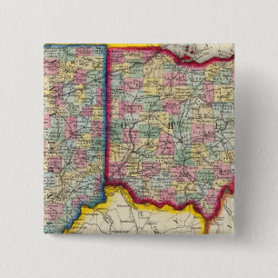 County Map Of Ohio, And Indiana 15 Cm Square Badge