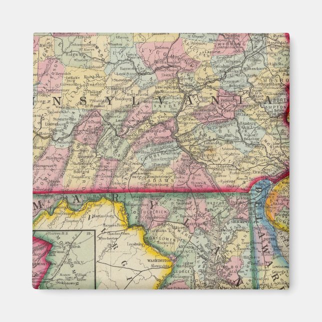 County Map Of Pennsylvania, New Jersey Magnet (Front)