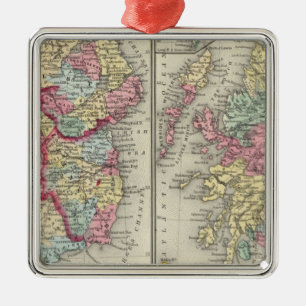 County Map Of Scotland Metal Tree Decoration