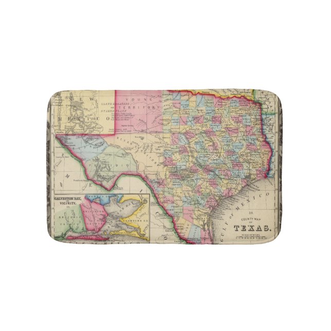 County Map Of Texas Bath Mat (Front)