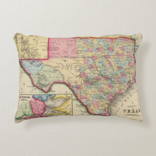 County Map Of Texas Decorative Cushion