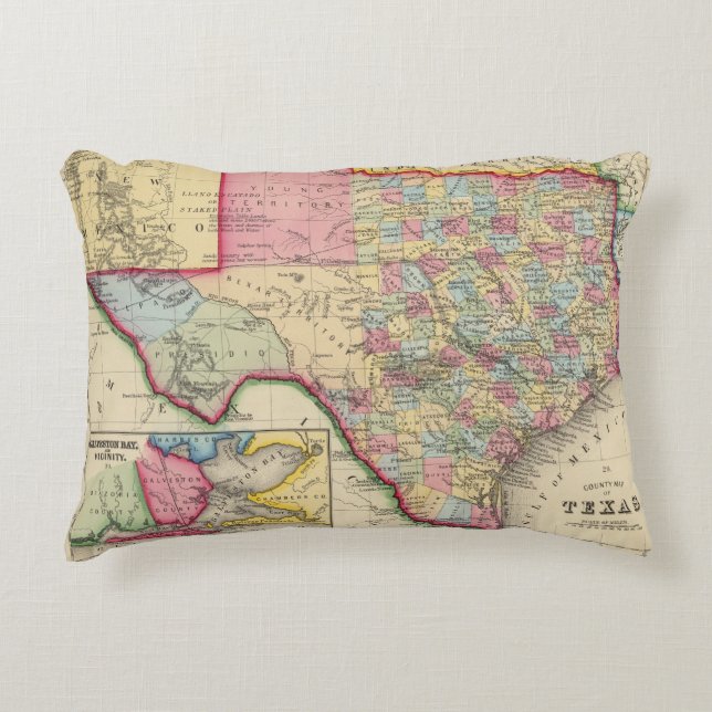 County Map Of Texas Decorative Cushion (Front)