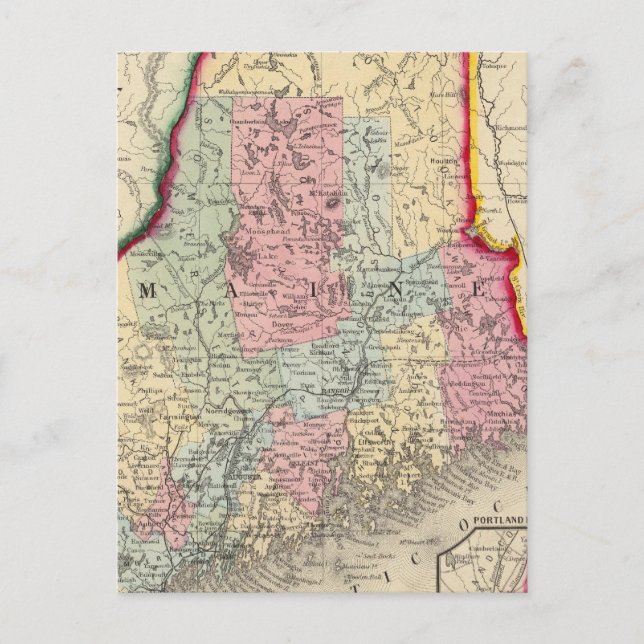 County Map Of The State Of Maine Postcard (Front)