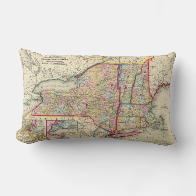 County Map Of The States Of New York Lumbar Cushion (Front)
