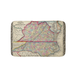 County Map Of Virginia, and North Carolina Bath Mat