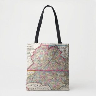 County Map Of Virginia, and North Carolina Tote Bag