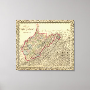 County map West Virginia Canvas Print