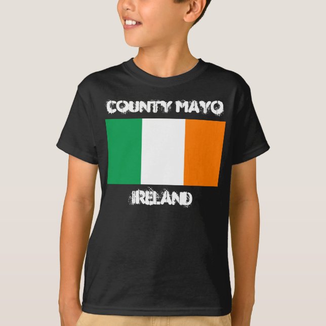 County Mayo, Ireland with Irish flag kids T-Shirt (Front)