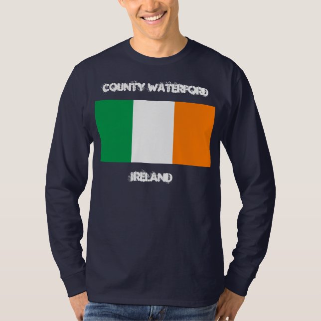 County Waterford, Ireland with Irish flag T-Shirt (Front)