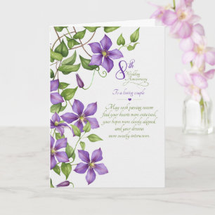 Couple 8th Anniversary Sentimental Clematis Card