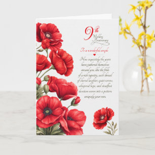 Couple 9th Anniversary Sentimental Red Poppies Card