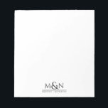 Couple Ampersand Monogram Notepad<br><div class="desc">These simple elegant newlywed or longtime couple's monogram note cards,  feature initials joined by a pretty script ampersand with your names below. Simple minimal elegance. Choose from 2 different sizes.</div>