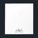 Couple Ampersand Monogram Notepad<br><div class="desc">These simple elegant newlywed or longtime couple's monogram note cards,  feature initials joined by a pretty script ampersand with your names below. Simple minimal elegance. Choose from 2 different sizes.</div>