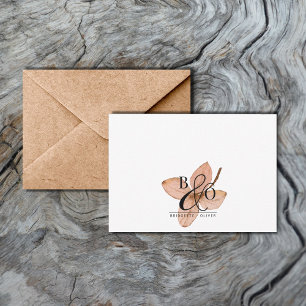 Couple Ampersand Monogram Rustic Watercolor Leaf Card